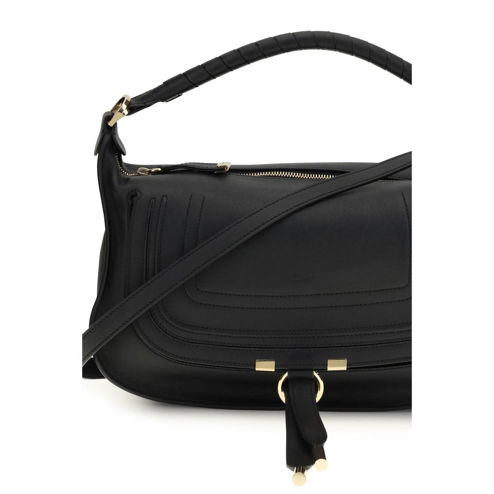 Chloé Marcie Small Shoulder Bag Black Calf Leather