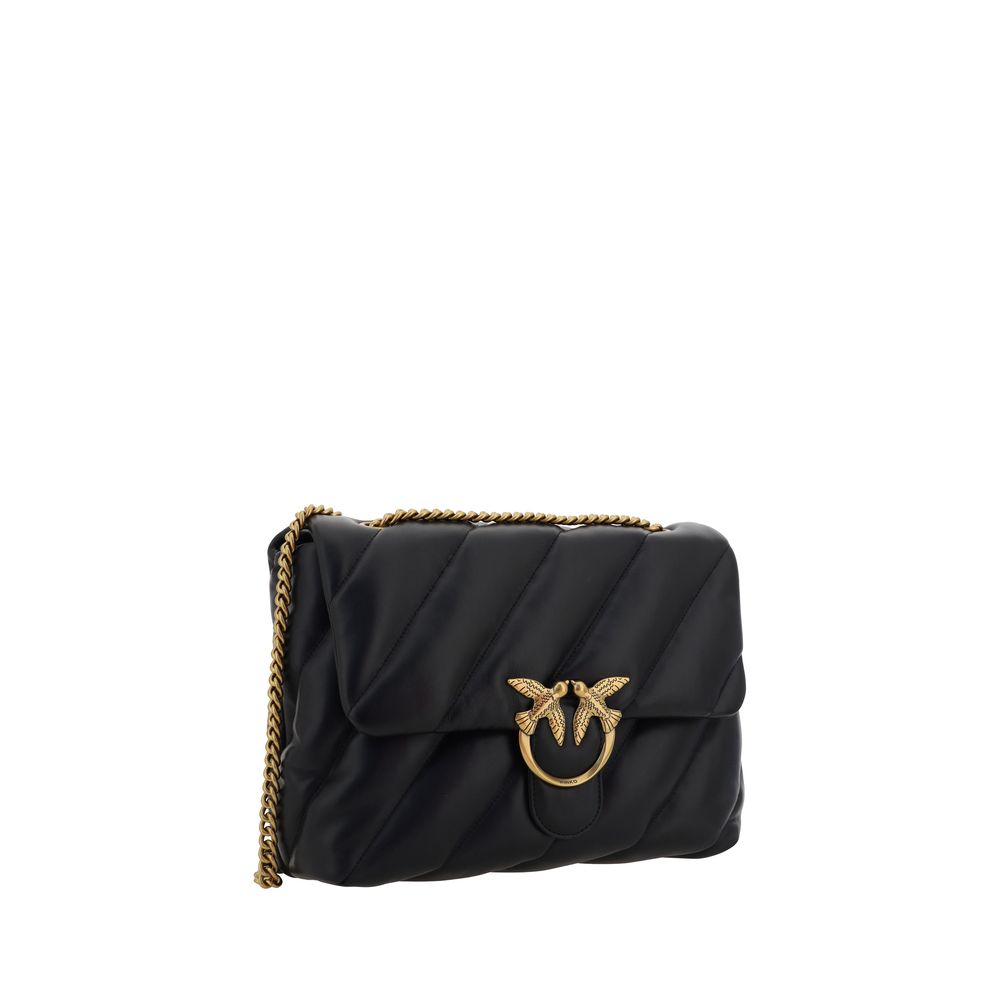 Pinko Love Puff Large Shoulder Bag Black Quilted Leather
