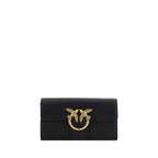 Pinko Love One Wallet on Chain Black Leatherove Birds