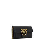 Pinko Love One Wallet on Chain Black Leatherove Birds