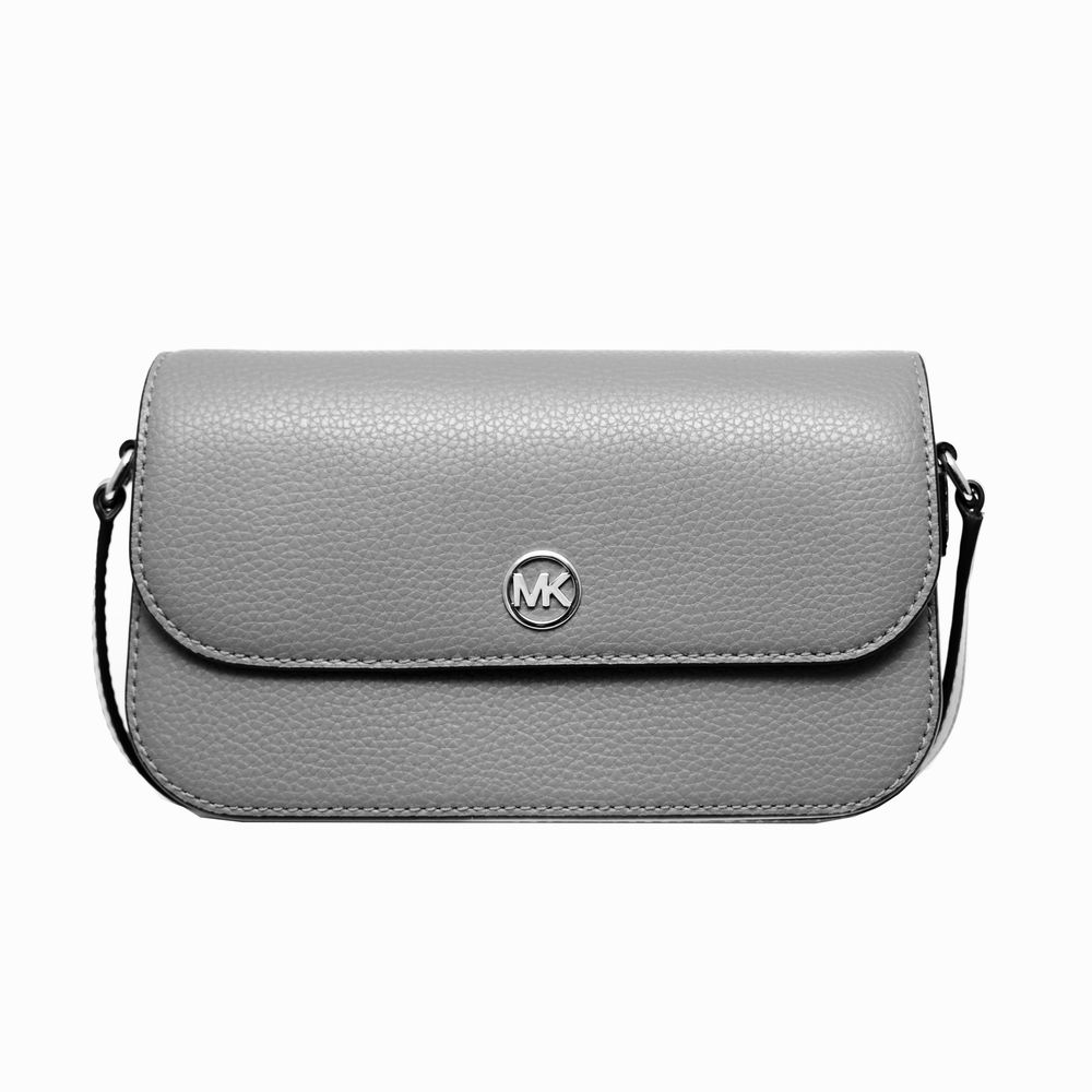 Michael Kors Jet Set Travel Medium Leather Crossbody Bag Pearl Grey