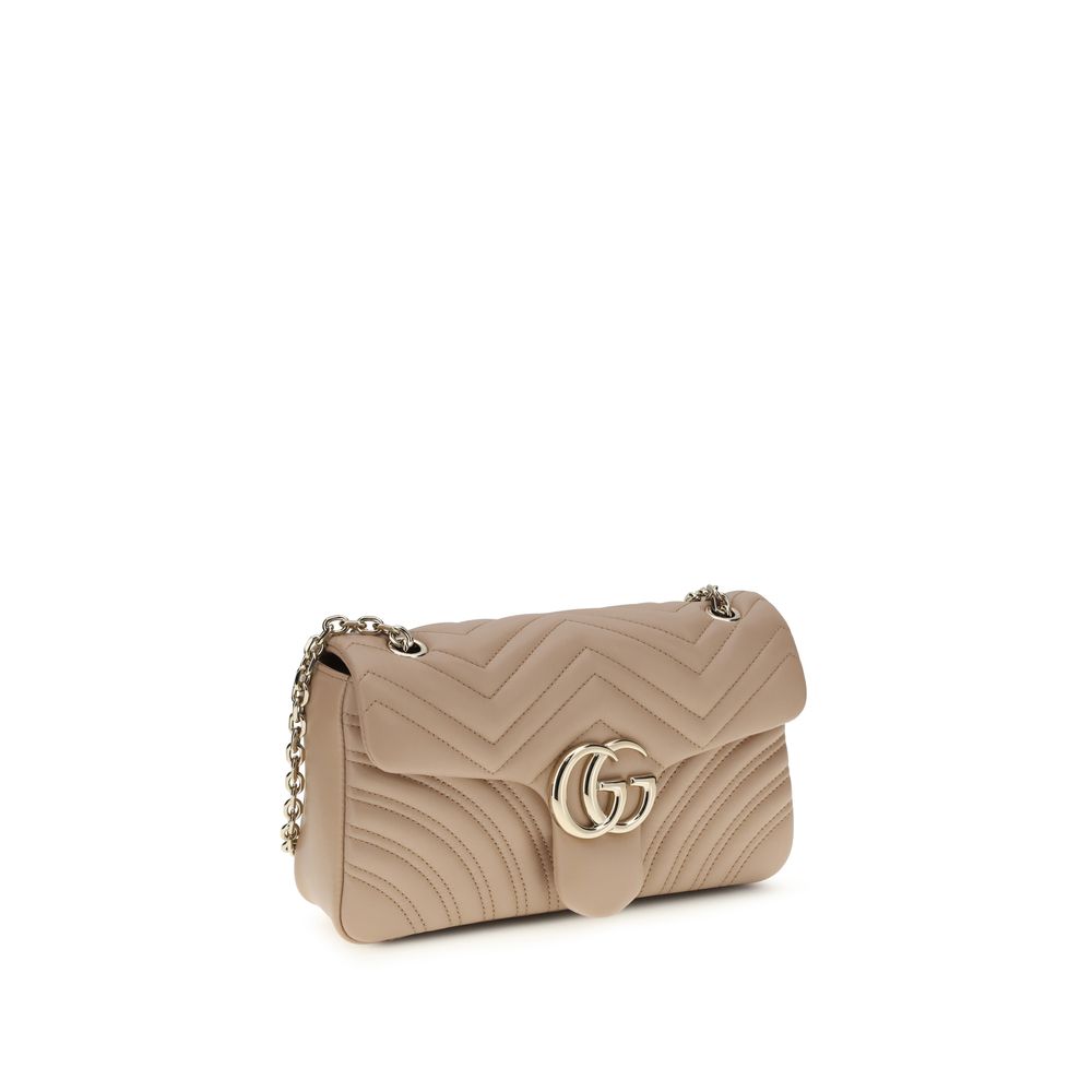 Gucci GG Marmont Small Shoulder Bag Beige Matelassé Leather