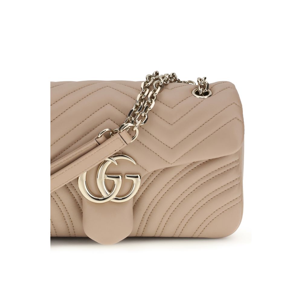 Gucci GG Marmont Small Shoulder Bag Beige Matelassé Leather