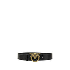 Pinko Love Berry Belt Black Calf Leather Love Birds Buckle 4cm