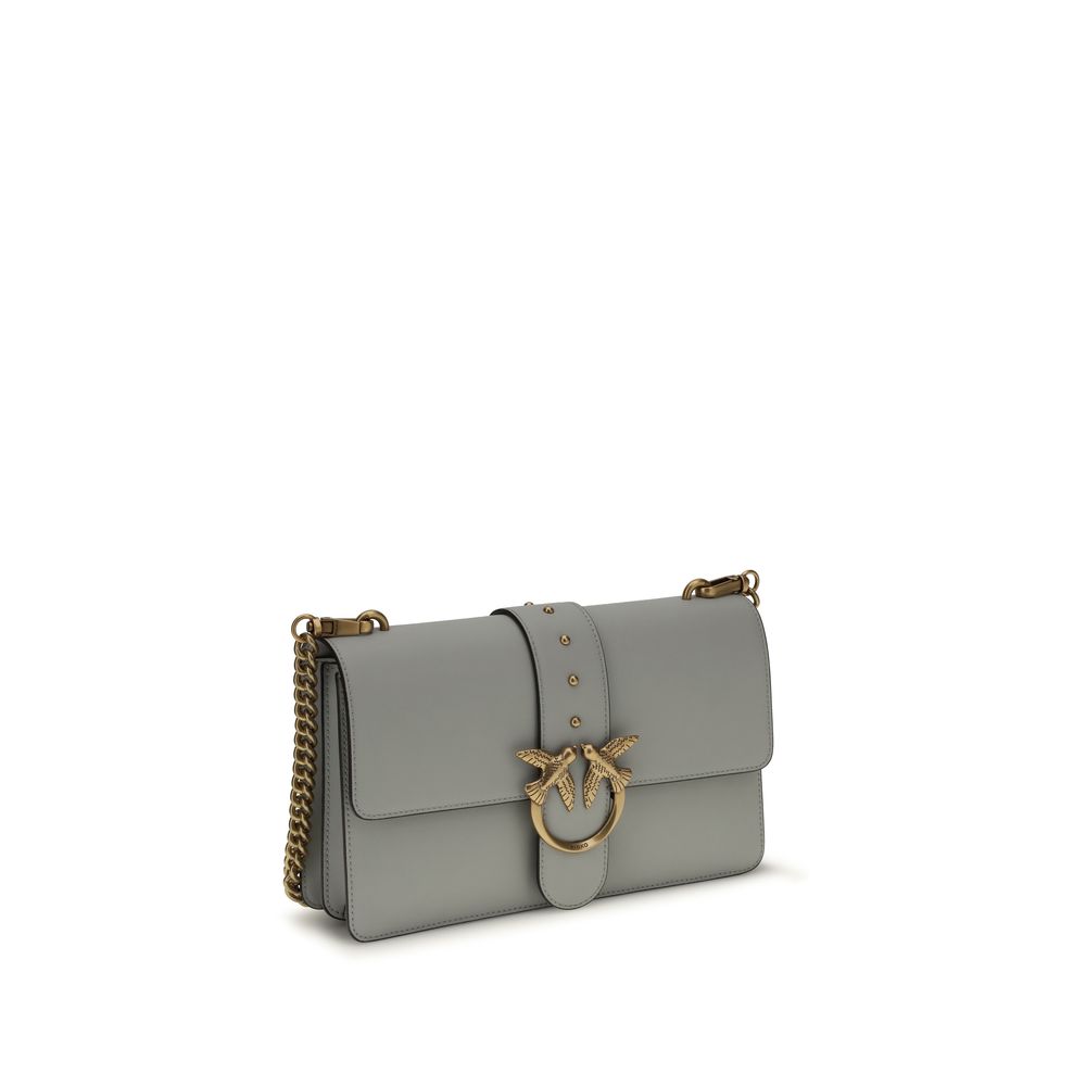 Pinko Love One Simply Medium Shoulder Bag Grey Leather