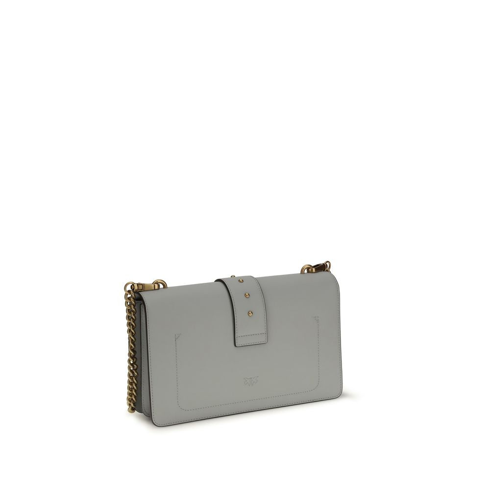 Pinko Love One Simply Medium Shoulder Bag Grey Leather