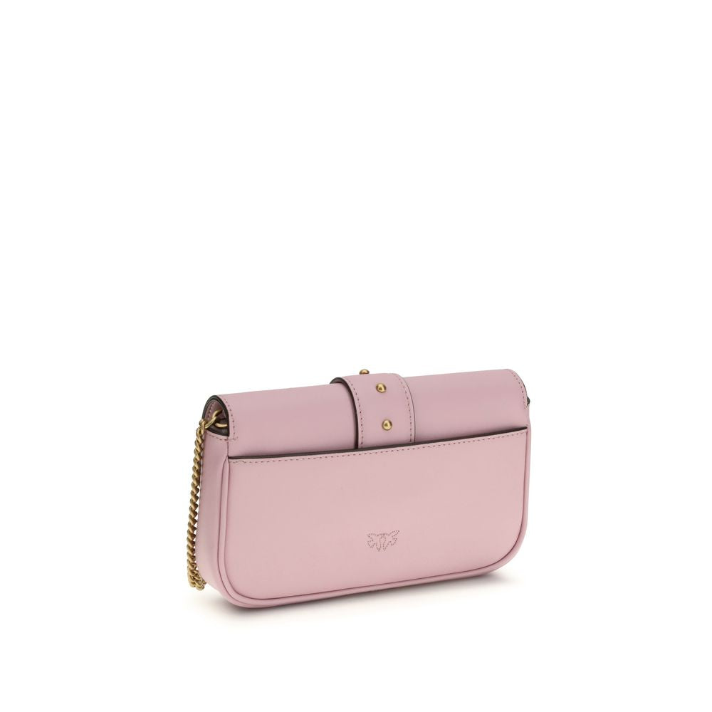 Pinko Love One Wallet on Chain Light Pink Leather