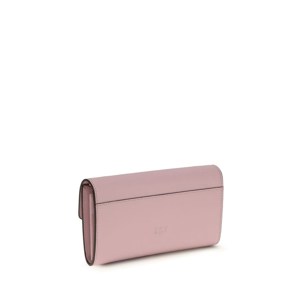 Pinko Love One Wallet on Chain Light Pink Leather