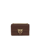 Pinko Love One Classic Medium Shoulder Bag Brown Quilted Leather