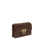 Pinko Love One Classic Medium Shoulder Bag Brown Quilted Leather
