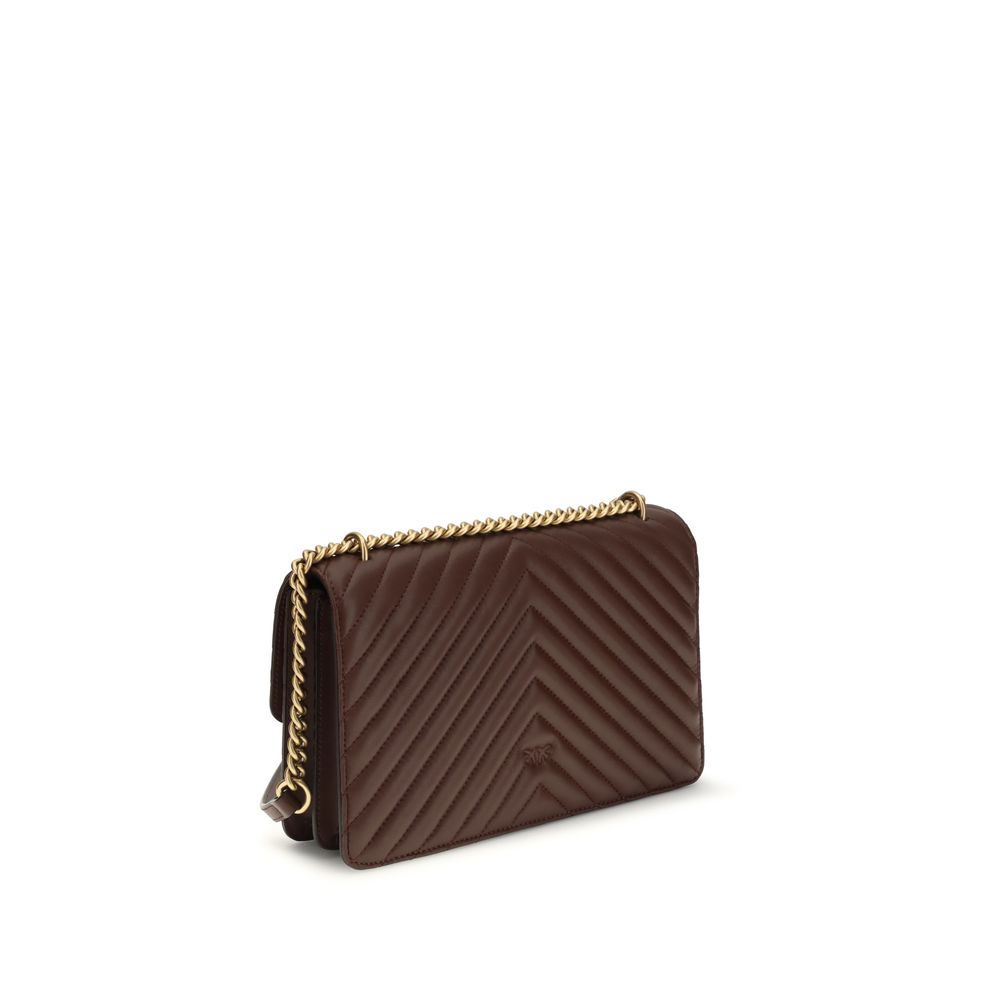 Pinko Love One Classic Medium Shoulder Bag Brown Quilted Leather