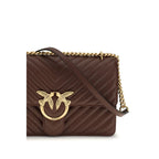 Pinko Love One Classic Medium Shoulder Bag Brown Quilted Leather