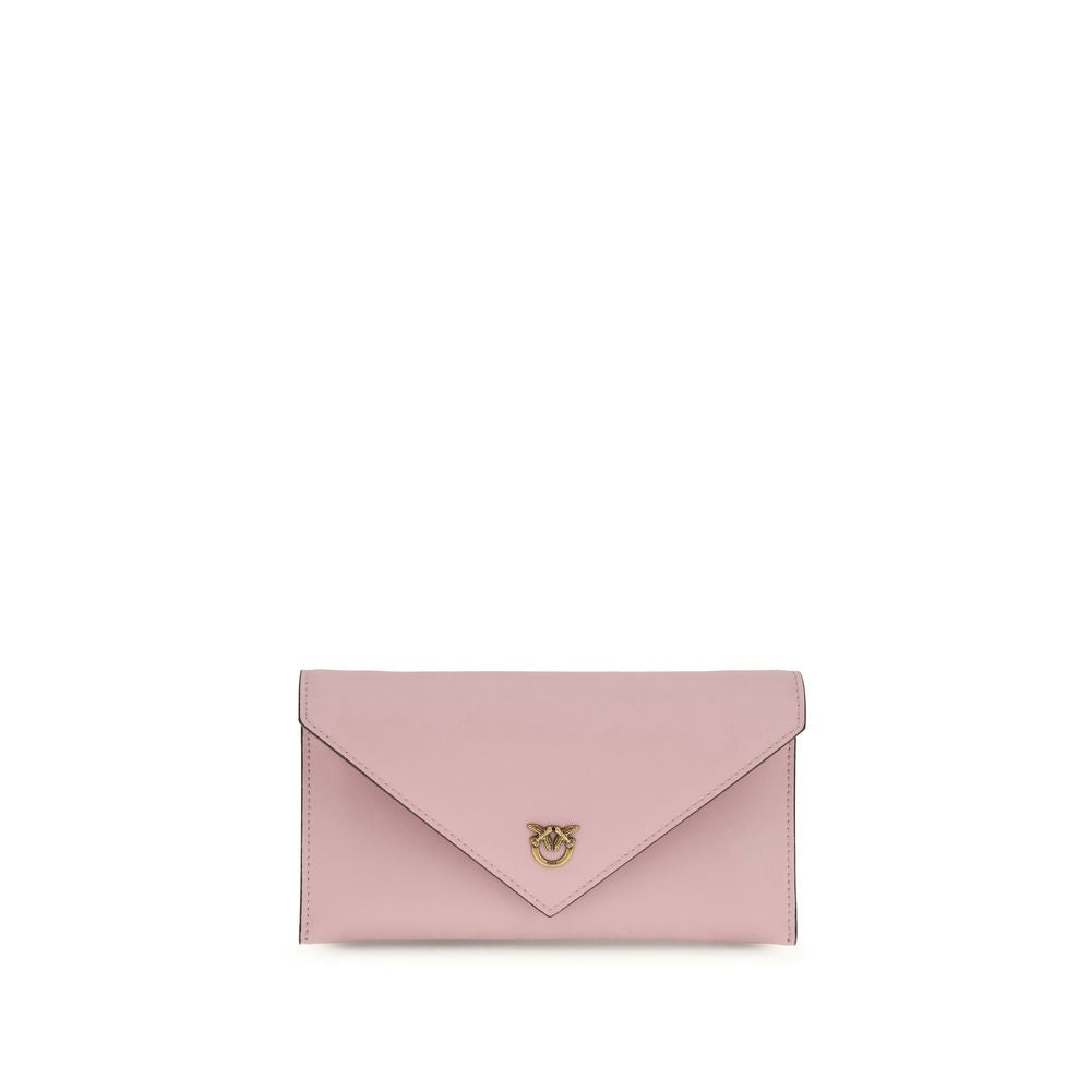 Pinko Love Birds Mini Clutch Bag Light Pink Leather