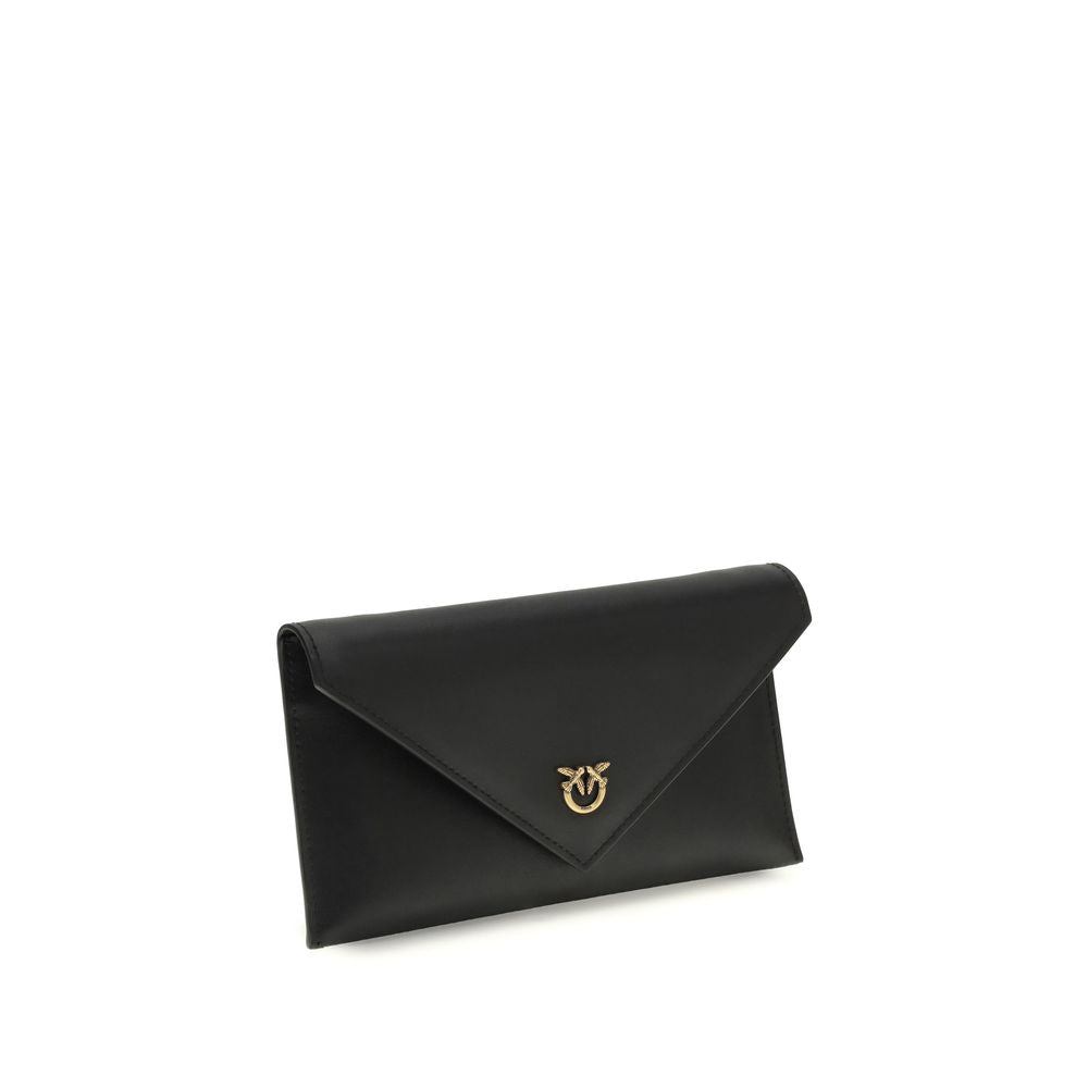 PINKO Black Calf Leather Bos Taurus Clutch Bag
