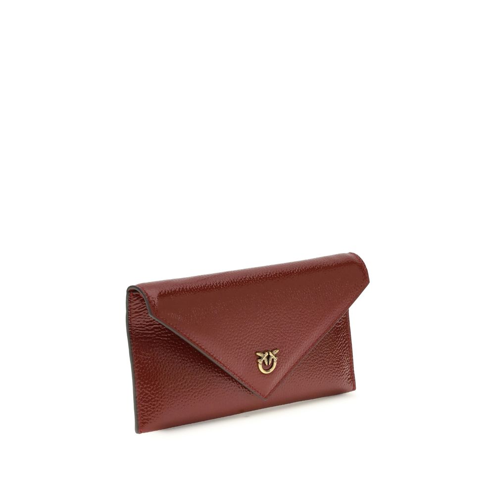 Pinko Love Birds Clutch Bag Burgundy Leather