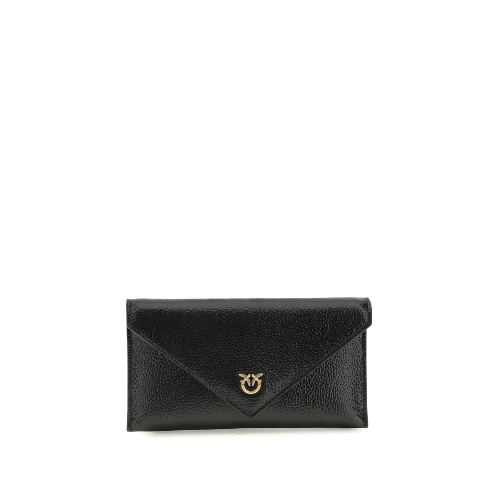 Pinko Love Birds Clutch Bag Black Leather