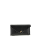 Pinko Love Birds Clutch Bag Black Leather