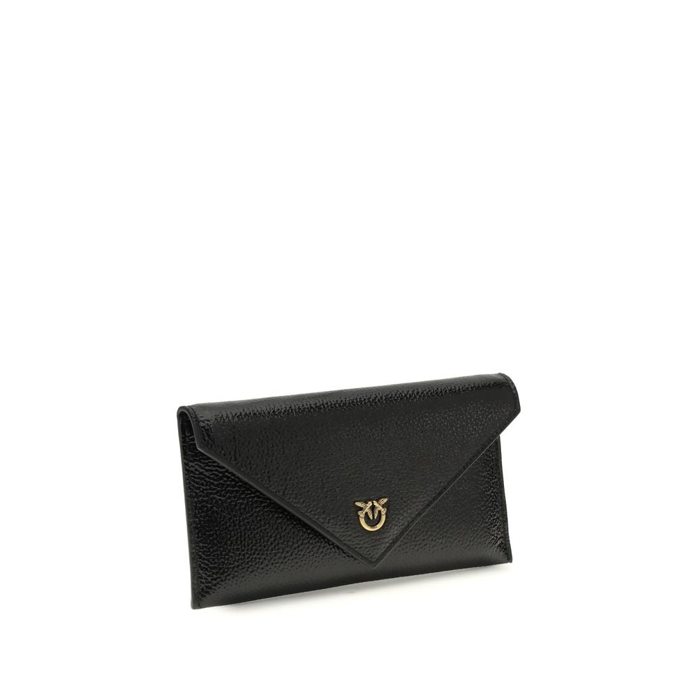 Pinko Love Birds Clutch Bag Black Leather