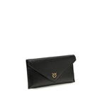 Pinko Love Birds Clutch Bag Black Leather