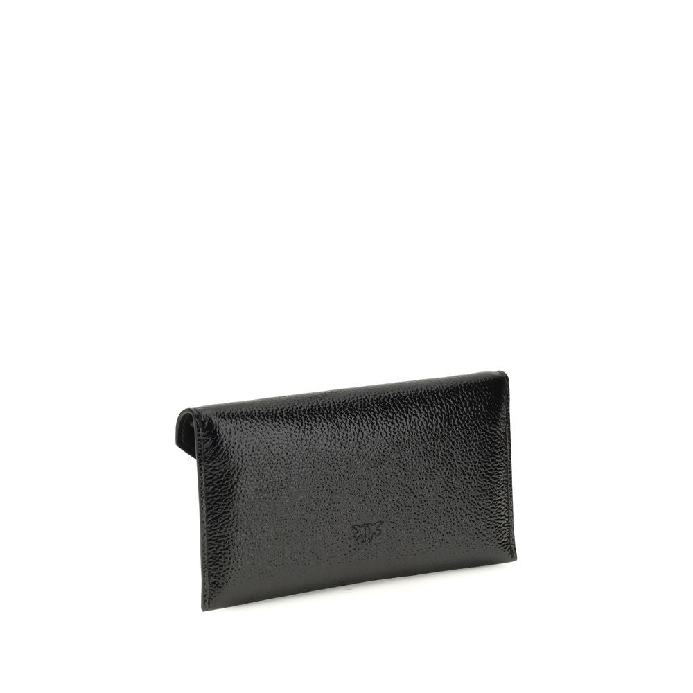 Pinko Love Birds Clutch Bag Black Leather