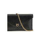 Pinko Love Birds Clutch Bag Black Leather