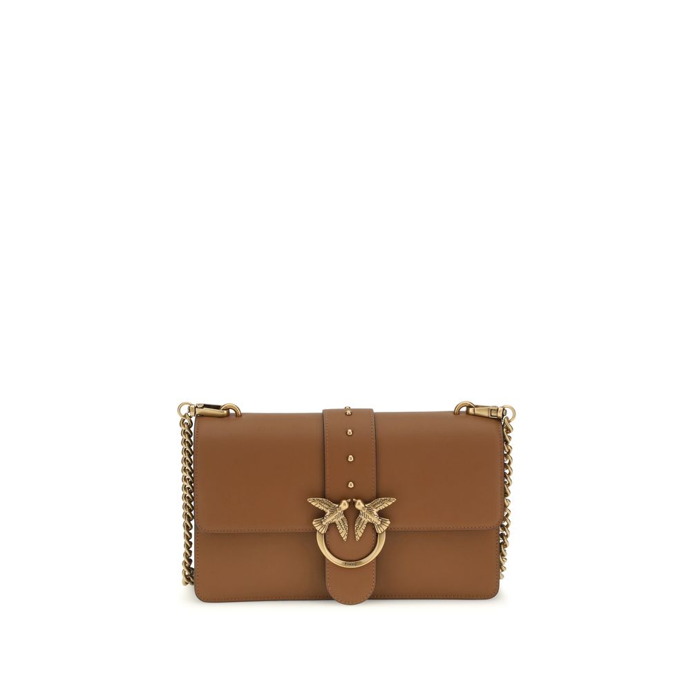 Pinko Love One Simply Medium Shoulder Bag Tan Leather