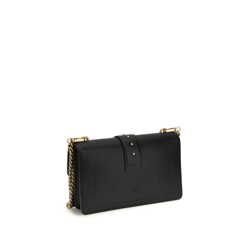 PINKO Black Calf Leather Bos Taurus Shoulder Bag