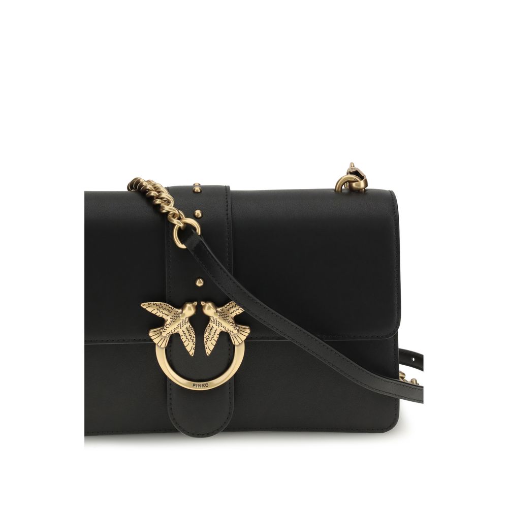 Pinko Love One Simply Medium Shoulder Bag Black Leather