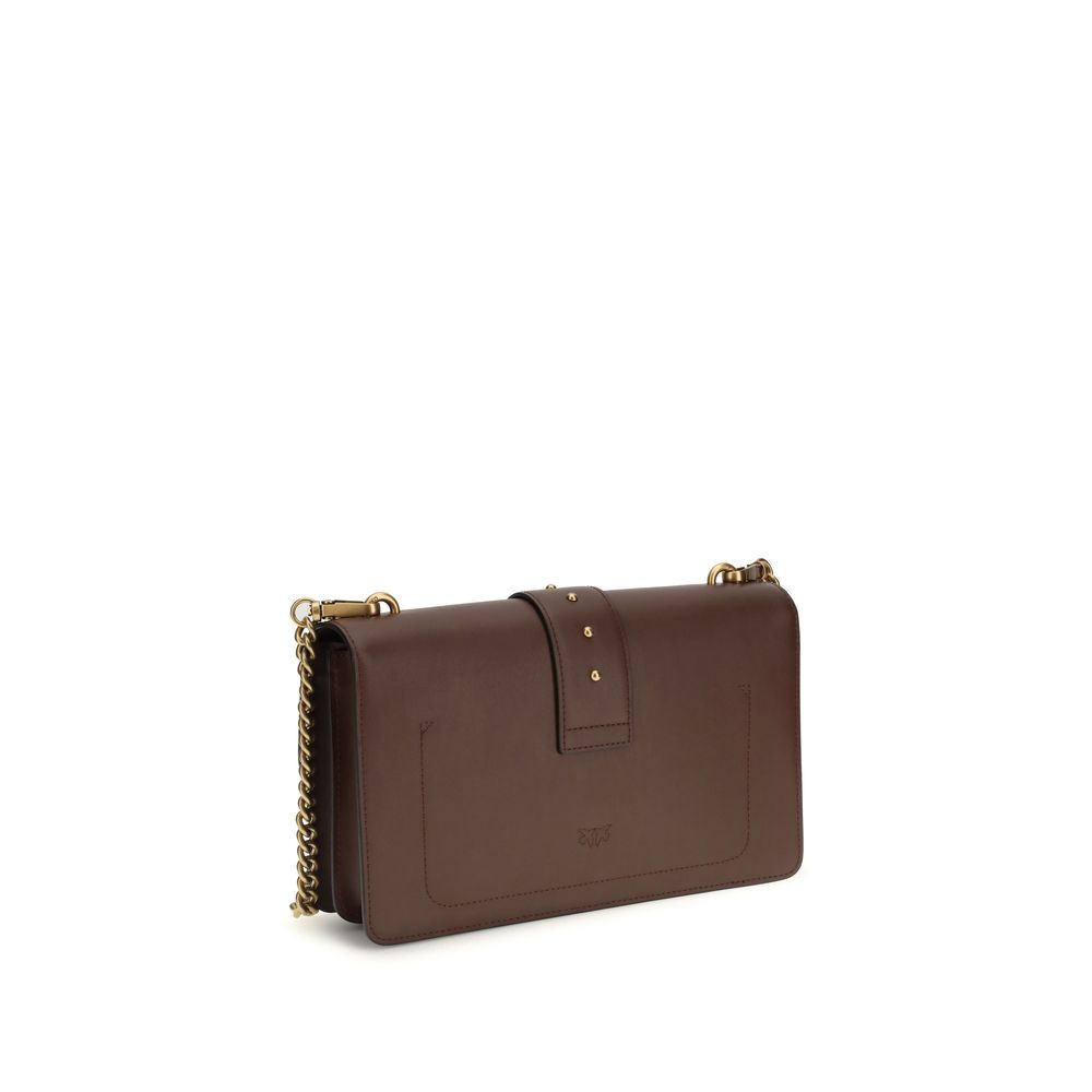 Pinko Love One Simply Medium Shoulder Bag Brown Leather