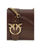 Pinko Love One Simply Medium Shoulder Bag Brown Leather