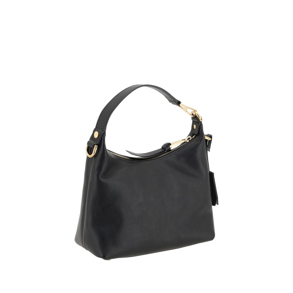 Versace Leather Hobo Handbag Black