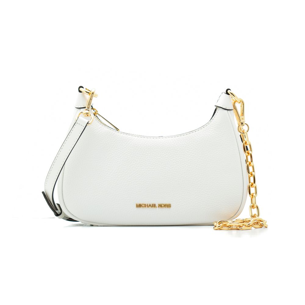 Michael Kors Cora Medium Pebbled Leather Shoulder Bag Optic White