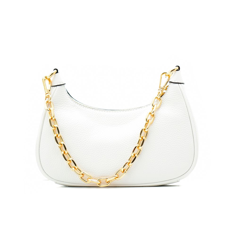 Michael Kors Cora Medium Pebbled Leather Shoulder Bag Optic White