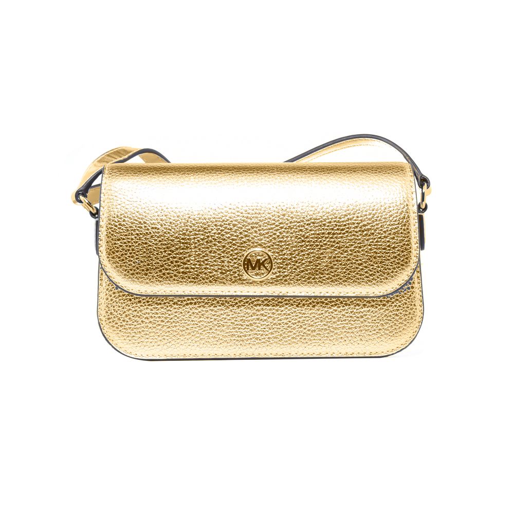 Michael Kors Jet Set Travel Small Metallic Leather Crossbody Bag Pale Gold