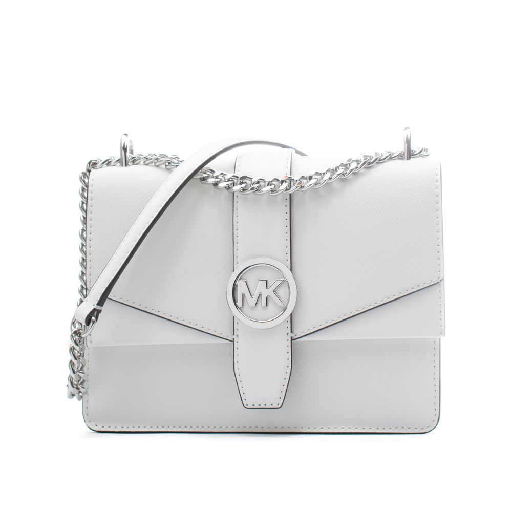 Michael Kors Greenwich Small Optic White Leather Shoulder Bag