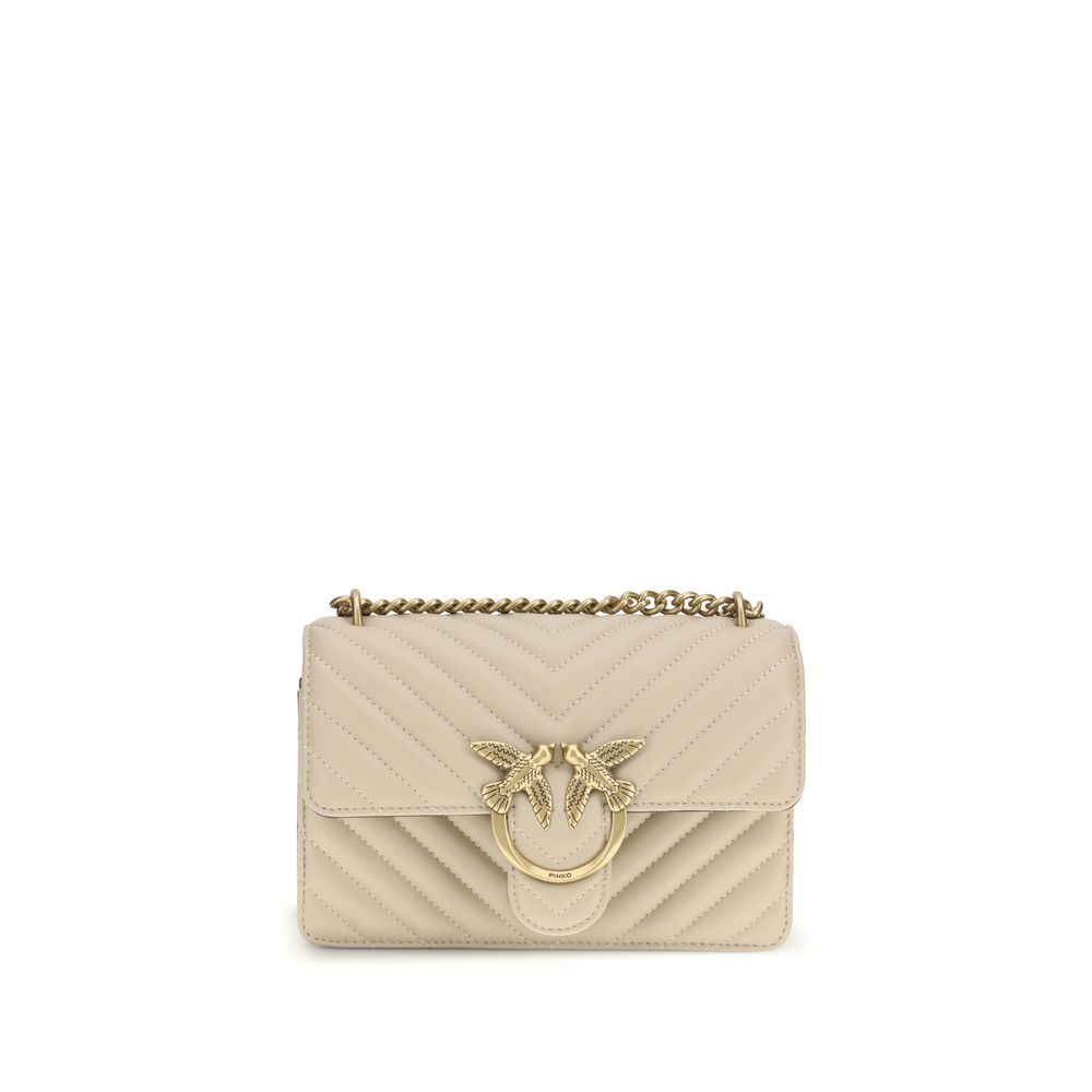 Pinko Mini Love Shoulder Bag Beige Quilted Leather
