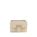 Pinko Mini Love Shoulder Bag Beige Quilted Leather