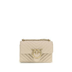 Pinko Mini Love Shoulder Bag Beige Quilted Leather