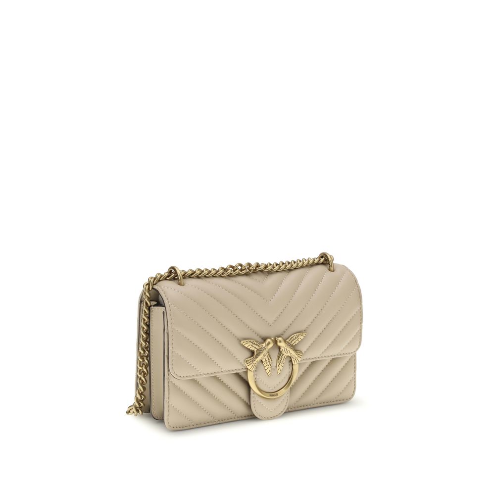Pinko Mini Love Shoulder Bag Beige Quilted Leather