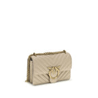 Pinko Mini Love Shoulder Bag Beige Quilted Leather