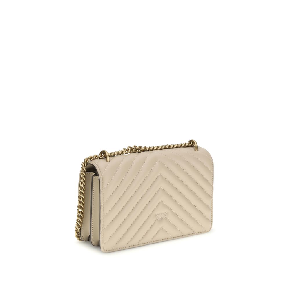 Pinko Mini Love Shoulder Bag Beige Quilted Leather