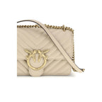 Pinko Mini Love Shoulder Bag Beige Quilted Leather