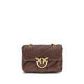 Pinko Love Mini Puff Shoulder Bag Brown Quilted Leather