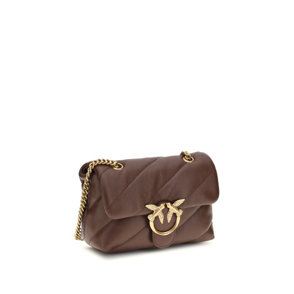 Pinko Love Mini Puff Shoulder Bag Brown Quilted Leather