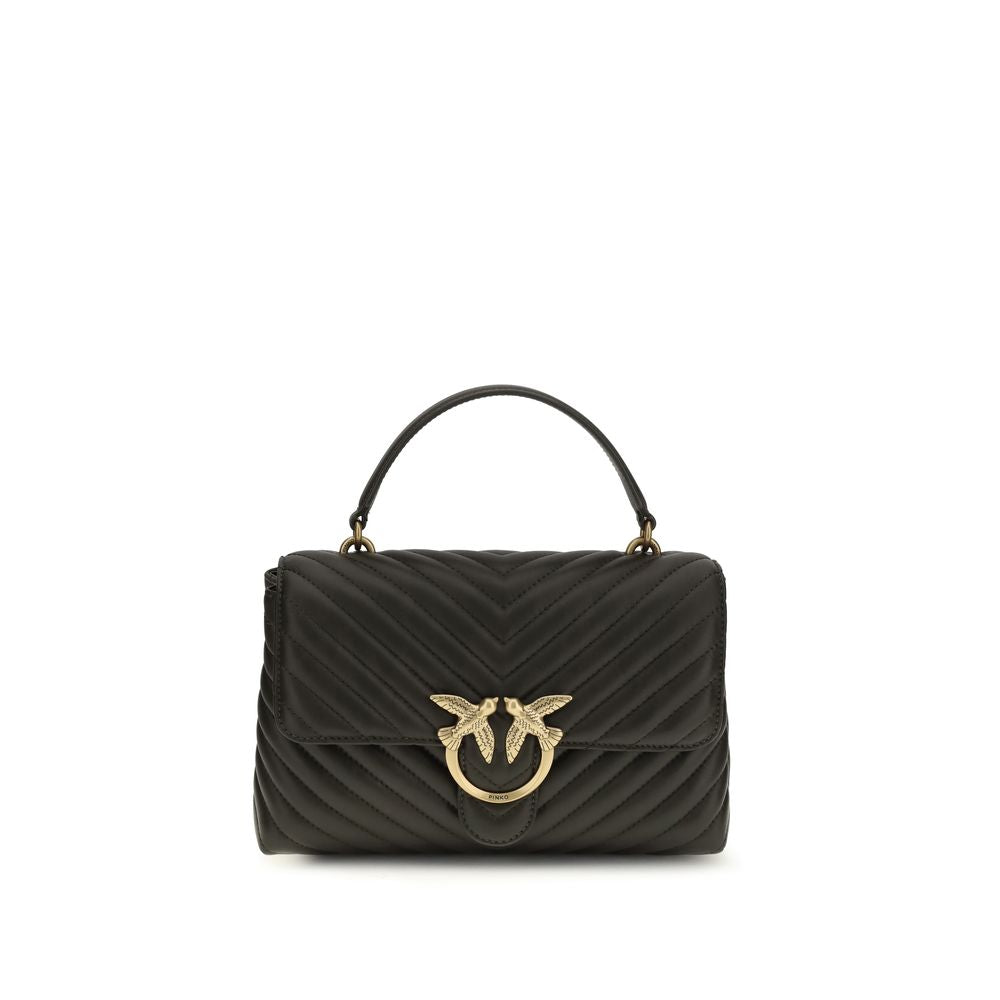 Pinko Love Lady Medium Top Handle Bag Dark Brown Quilted Leather