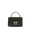 Pinko Love Lady Medium Top Handle Bag Dark Brown Quilted Leather