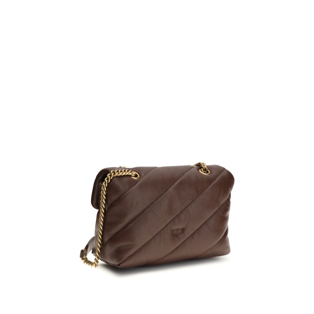 Pinko Love Puff Mini Shoulder Bag Quilted Calf Leather Brown