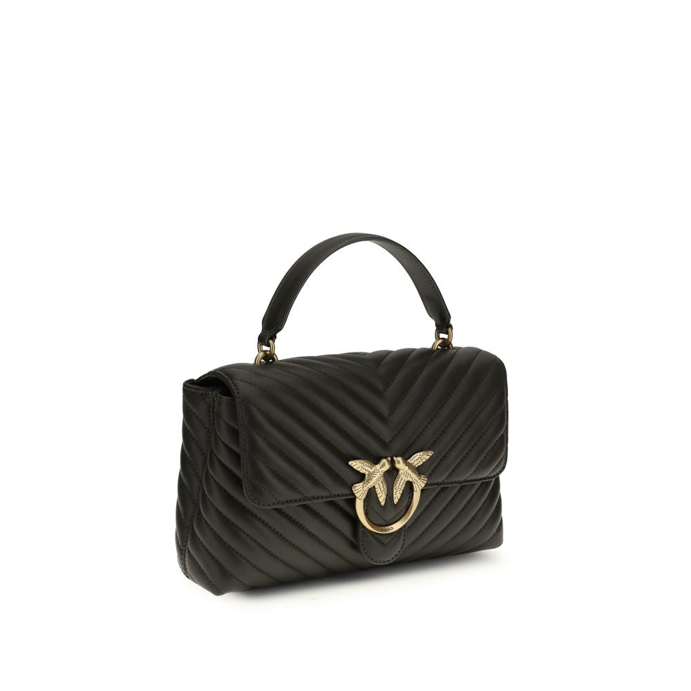 Pinko Love Lady Medium Top Handle Bag Dark Brown Quilted Leather
