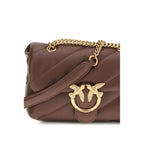 Pinko Love Mini Puff Shoulder Bag Brown Quilted Leather