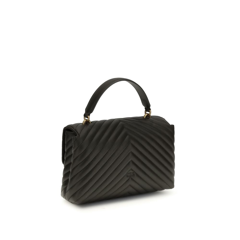 Pinko Love Lady Medium Top Handle Bag Dark Brown Quilted Leather